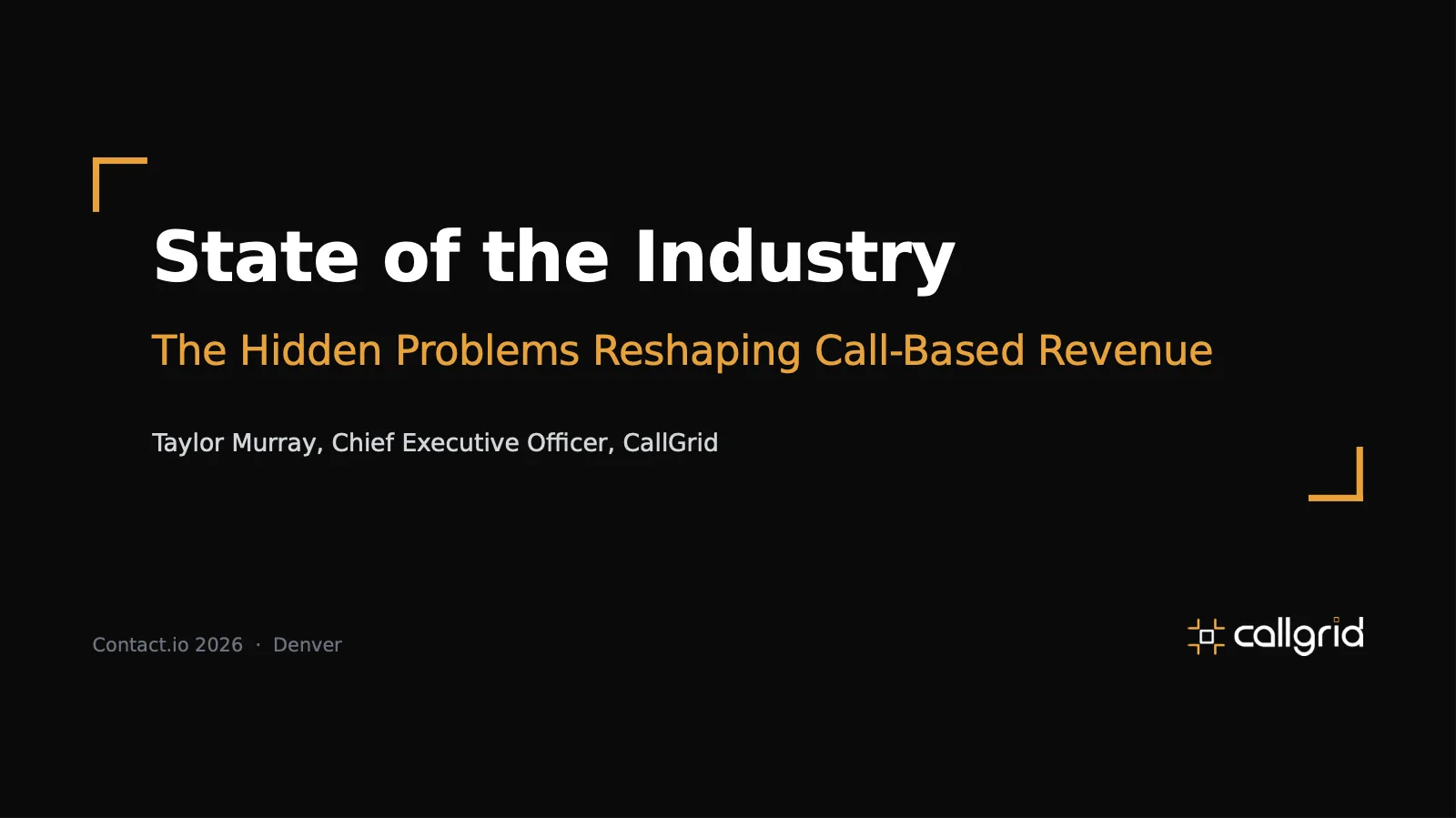 Title slide: State of the Industry, The Hidden Problems Reshaping Call-Based Revenue